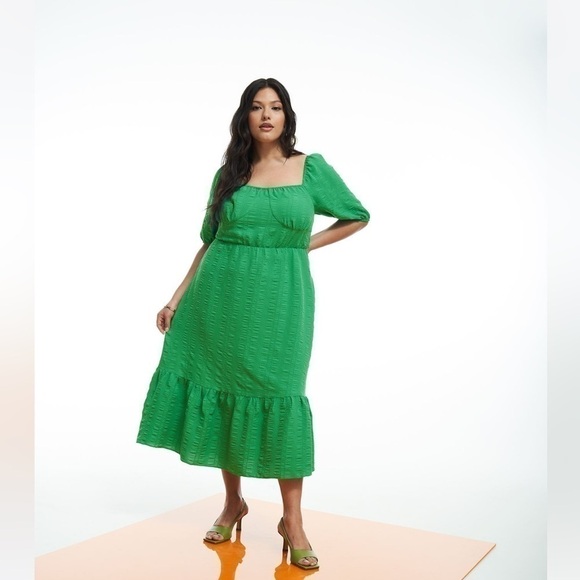 Woven Tiered Midi Dress with Laced-Up Back - Addition Elle Size X = Size 12 - Picture 10 of 16